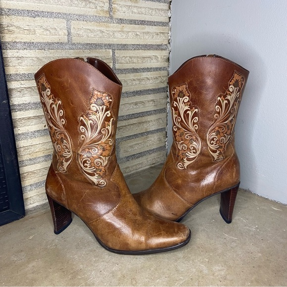Vintage Matisse Brown Embroidered Western Boots Size 7 - Picture 2 of 13
